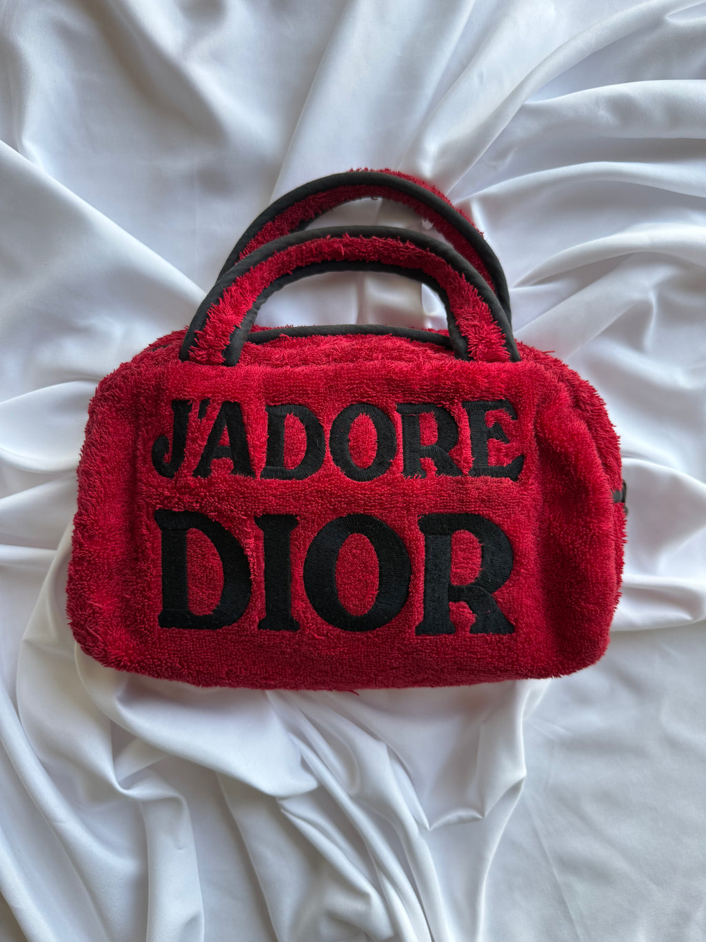 RED DIOR TERRY CLOTH BAG