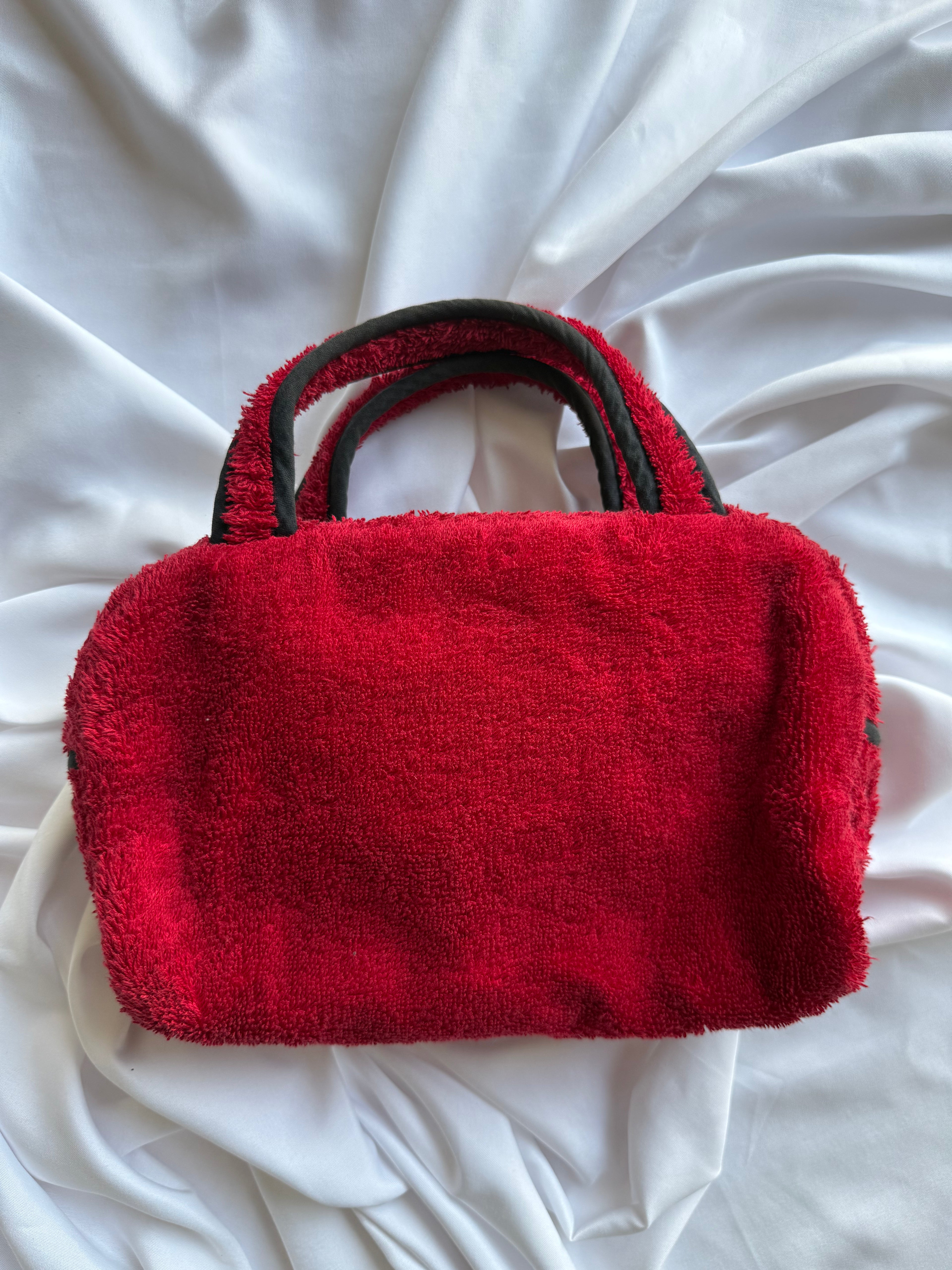 RED DIOR TERRY CLOTH BAG