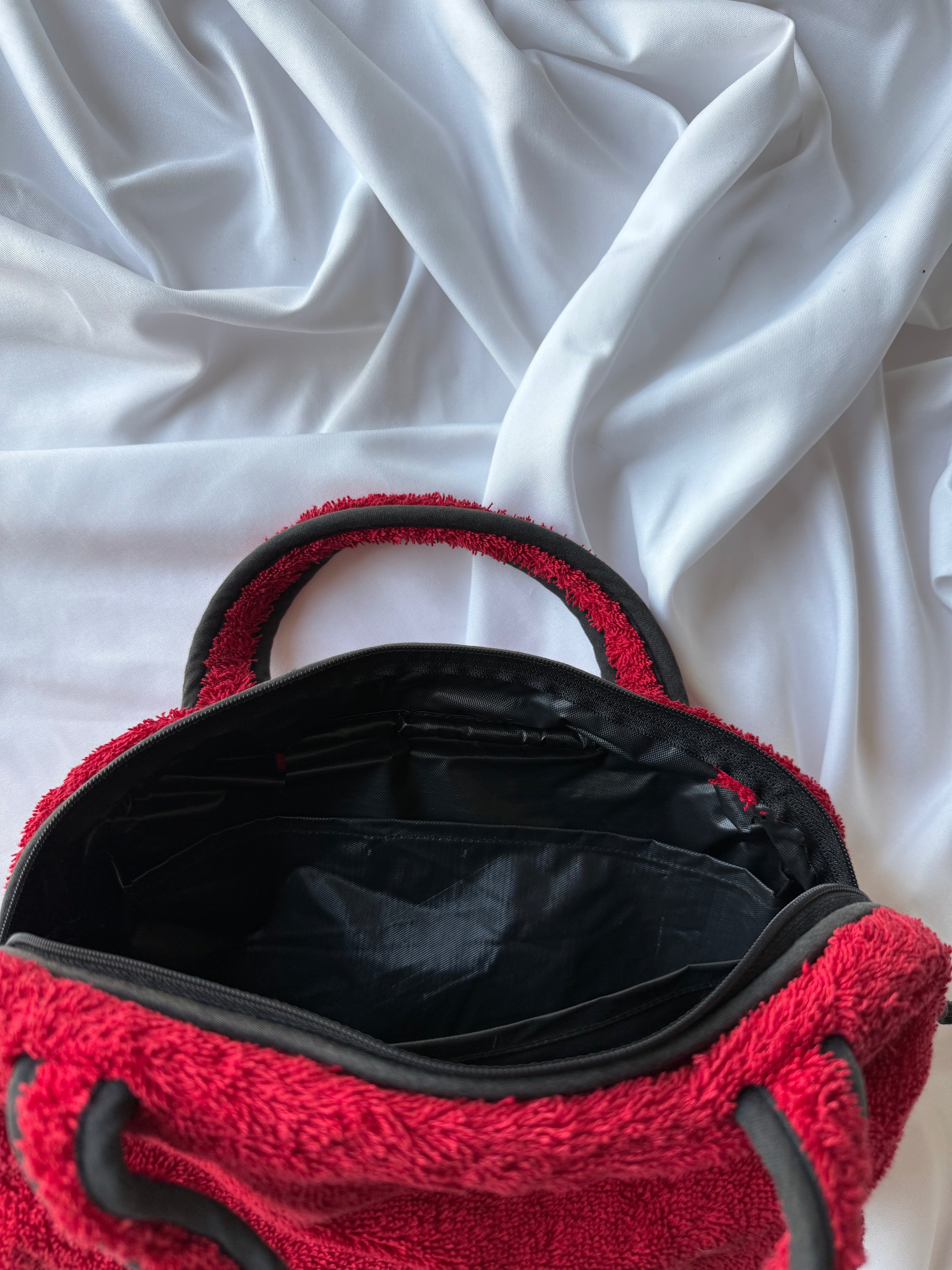 RED DIOR TERRY CLOTH BAG