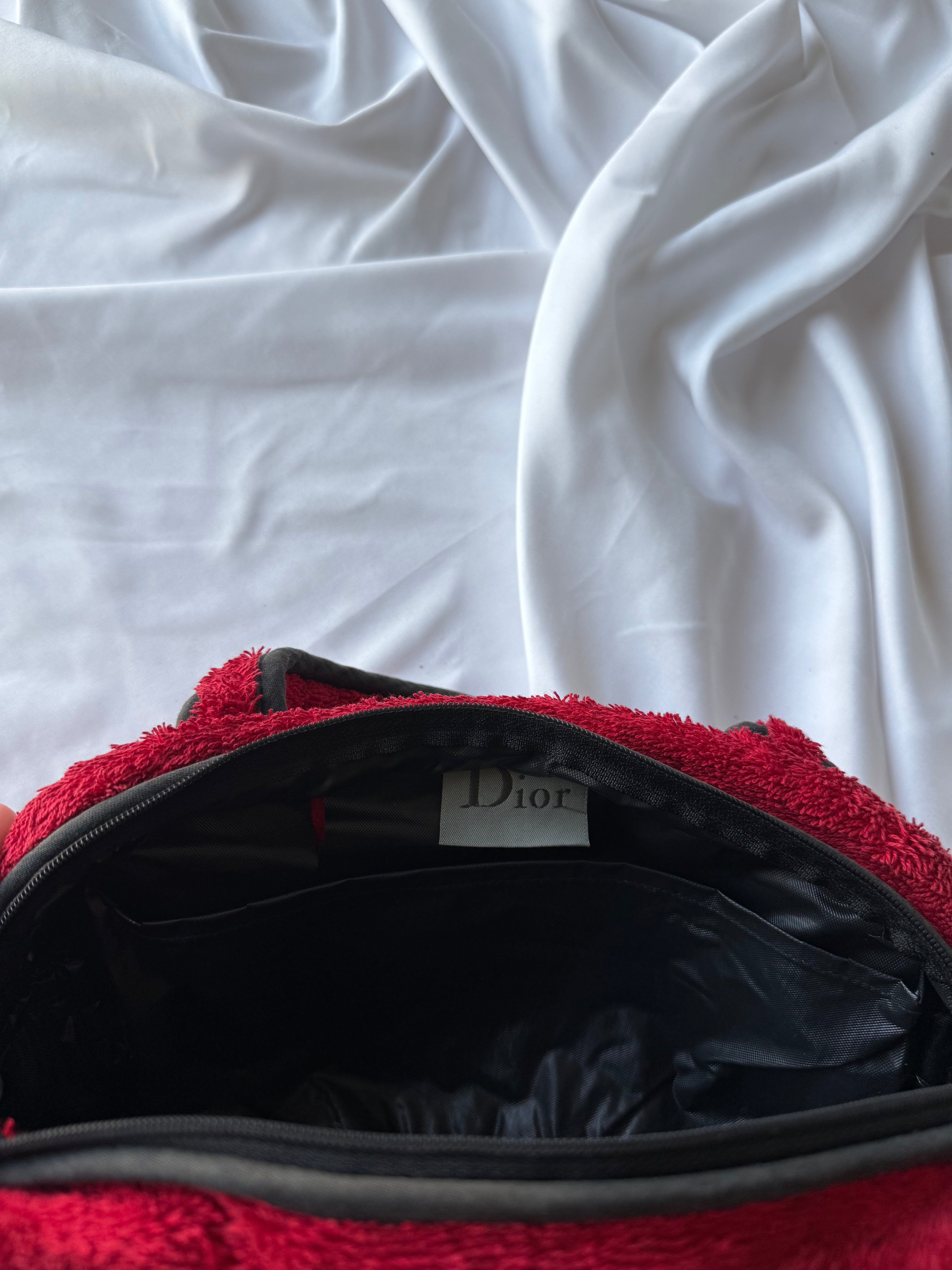 RED DIOR TERRY CLOTH BAG