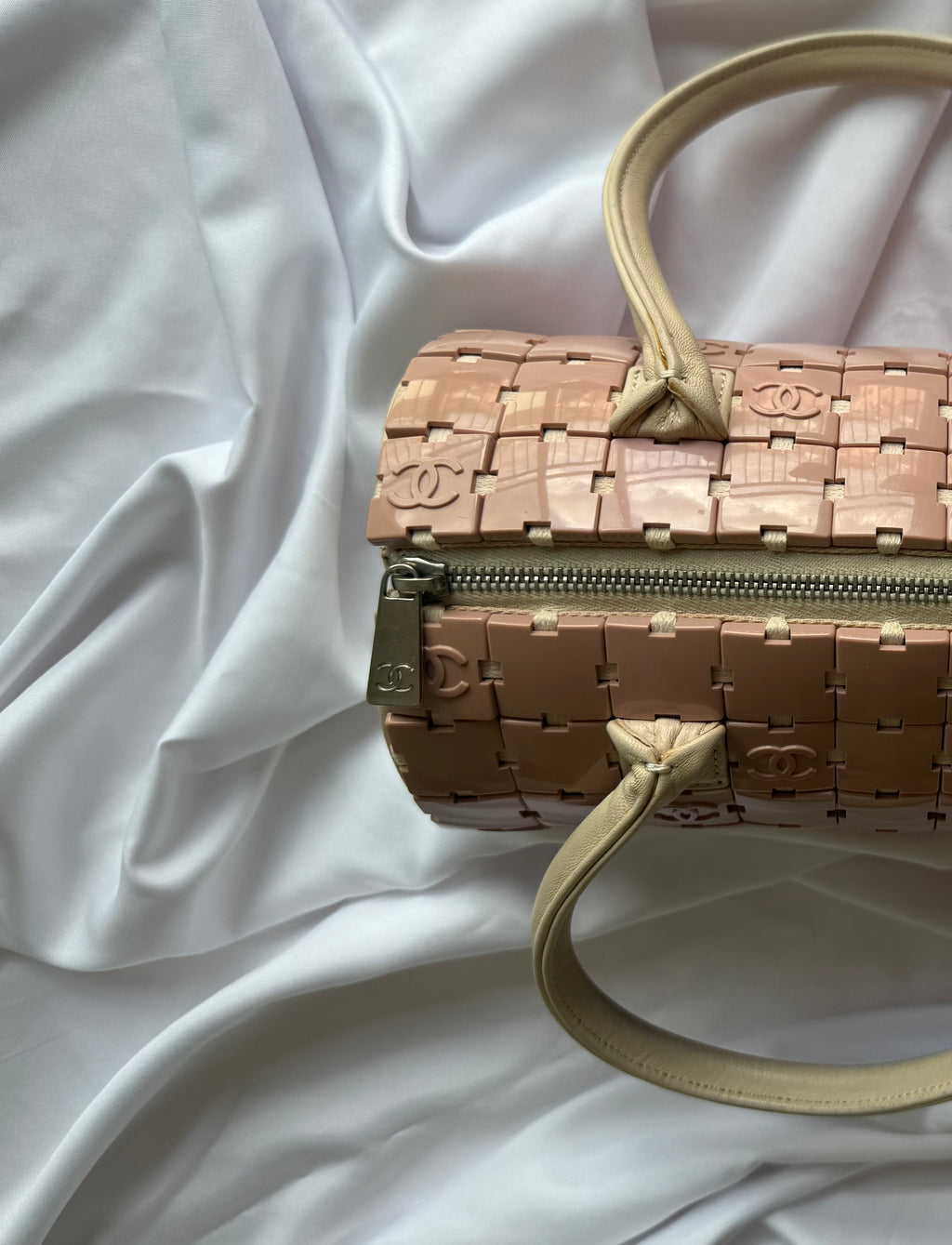 CHANEL PINK LUCITE CC PUZZLE BAG RARE